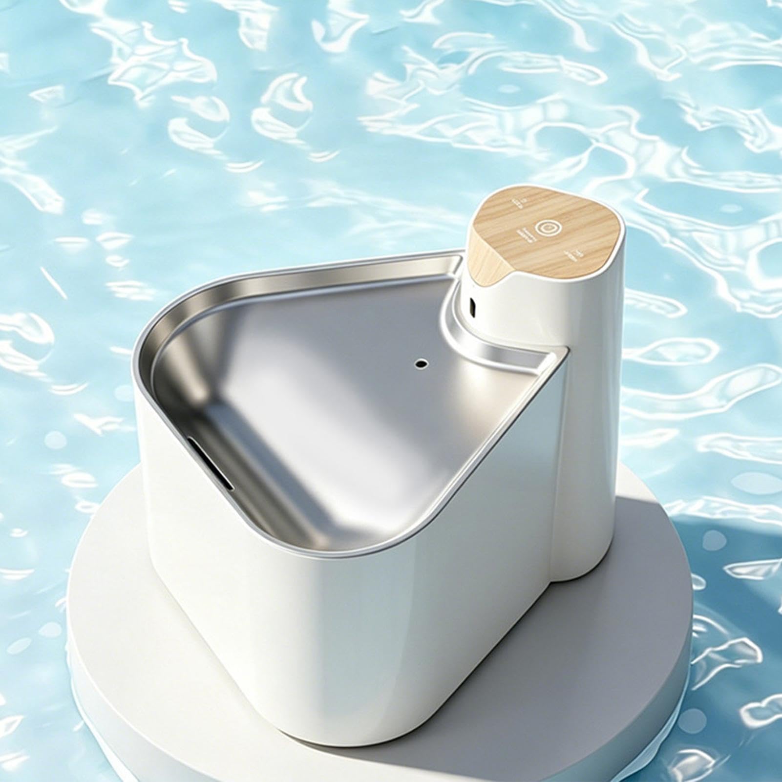 Fuente Inalámbrica para Gatos Bandeja de Acero Inoxidable Recargable USB, | Dispensador Automático De Agua Para Salón Balcón Tienda Mascotas Exterior Perro Cachorro Y Gatito