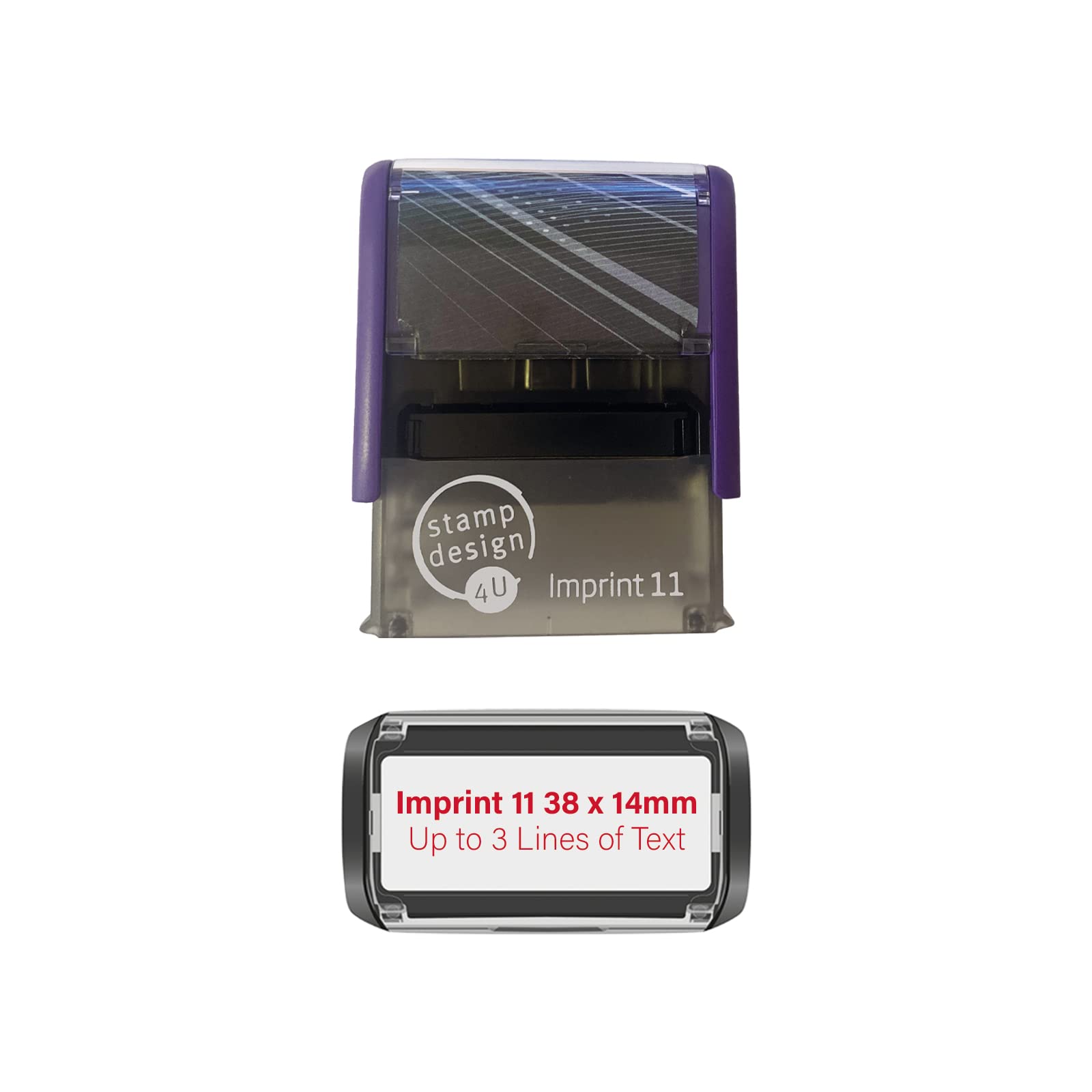 Stamp Design 4U Red Imprint 11 38 X 14Mm - 3 Line Custom Stamp With Ink Personalised Self-Inking Business Address Rubber