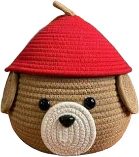 SLAPPY® Multi-Purpose Cute Jute Basket with Lid Storage Basket for Bathroom Living Room & Kitchen Organiser Box Vanity Box Price In India