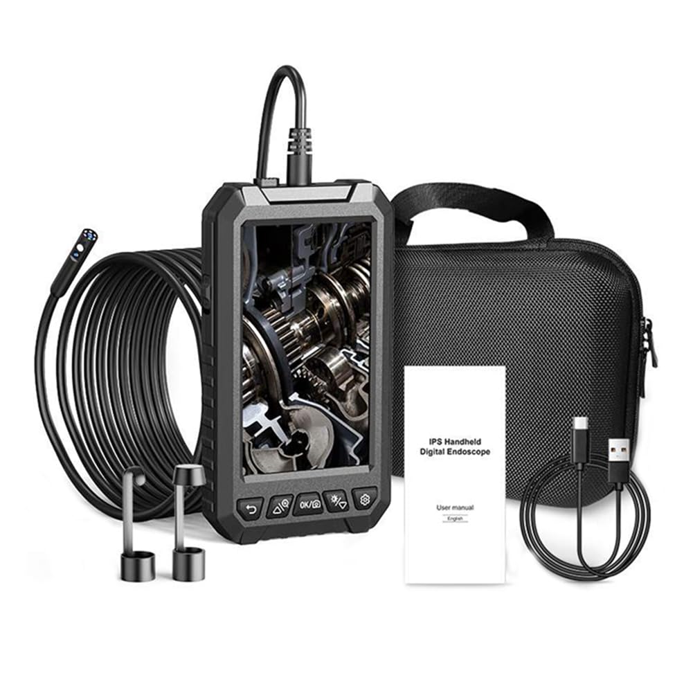 Endoscopi a doppio schermo IPS IP67 con zoom 1.5X 1080P 8 mm, endoscopi industriali staccabili, 10 m