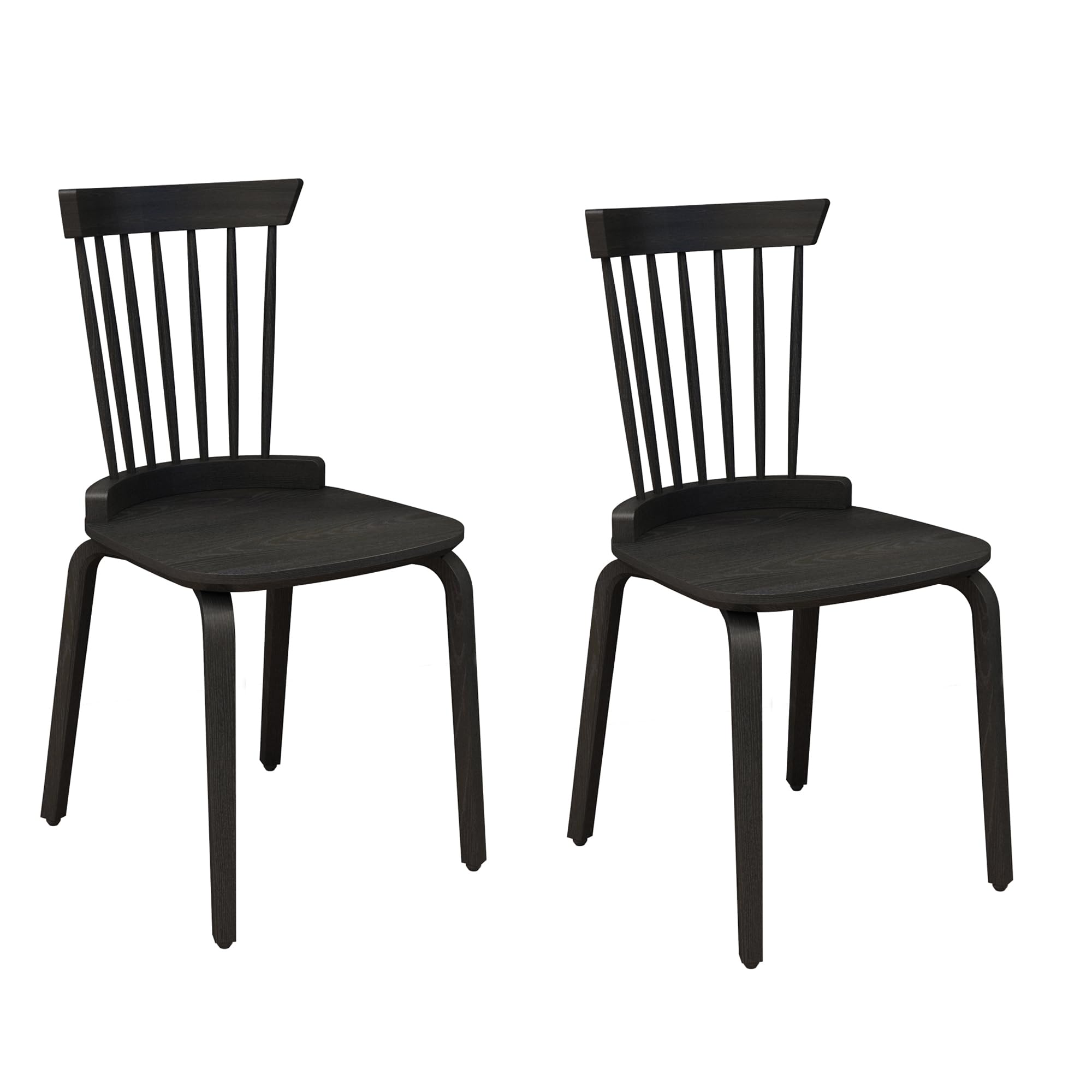 OrganizedlifeSolid Wood Dining Chairs Set of 2, Natural Solid Wood Spindle Side Chair,Farmhouse Windsor Side Chair,Spindle Armless for Dining Room Kitchen Chair (Black)