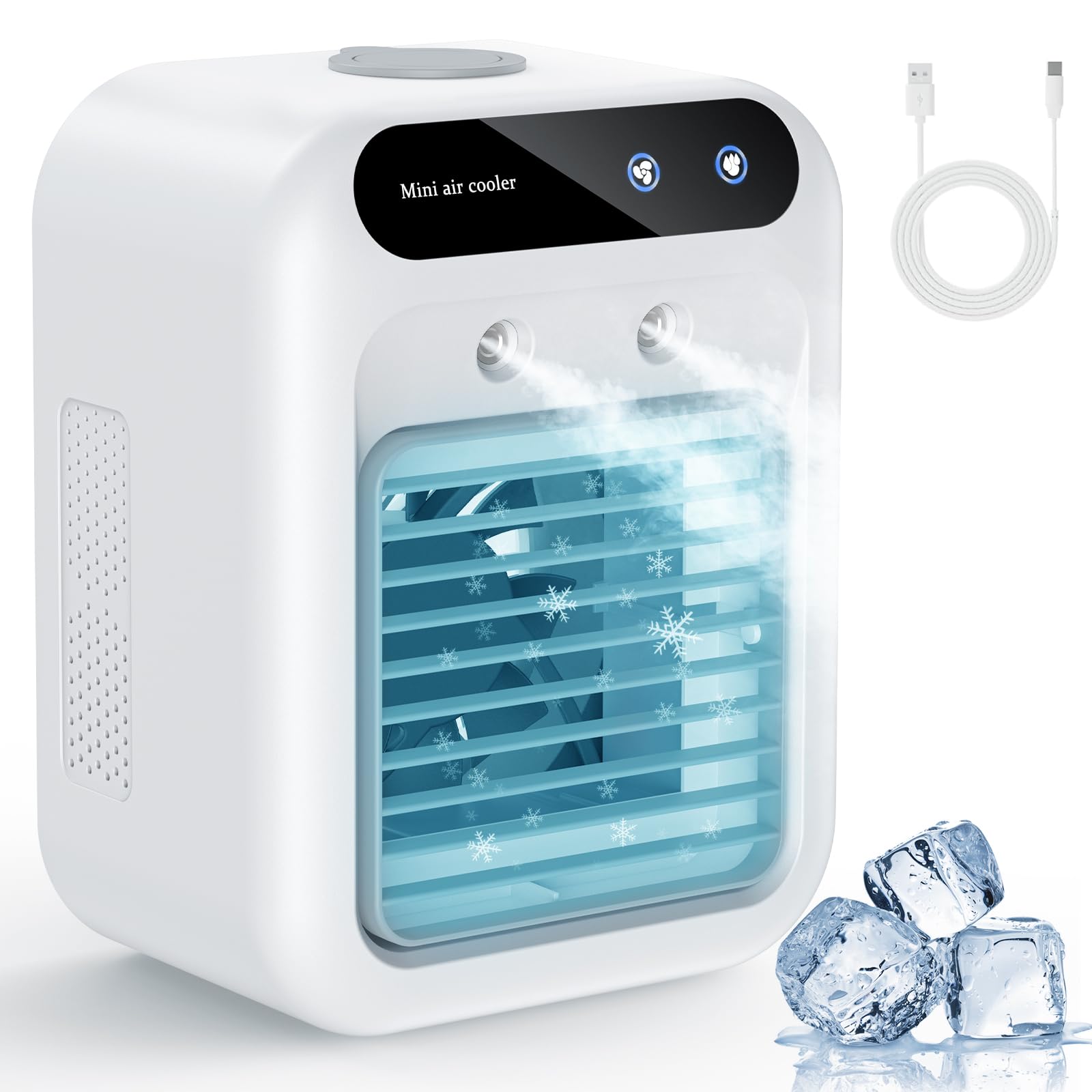 Scumlovy Portable Air Conditioners, Cooling Fan, Quiet AC with Water Tank, Personal Conditioner, Evaporative Cooler for Room, Bedroom, Office, Camping