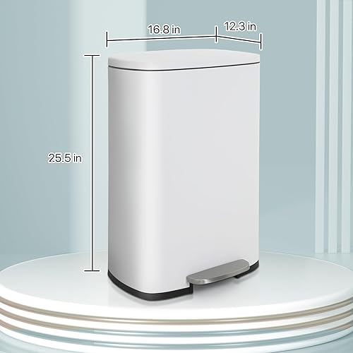 Miniatura 7 de Dkeli Basurero de cocina con tapa suave y lenta, cubo interior de plástico extraíble, cubo de basura de acero inoxidable para baño, cocina y