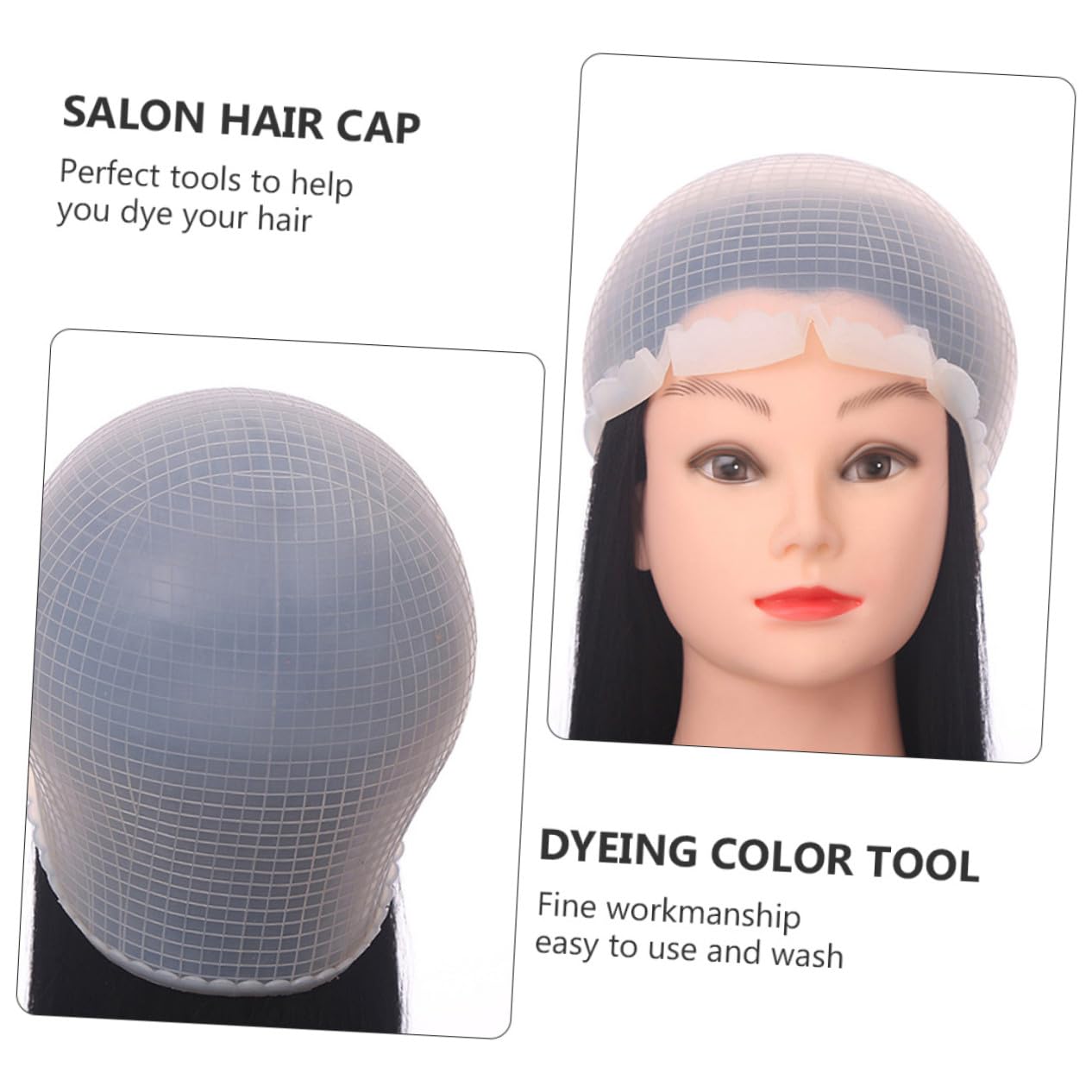 Gorros Profesionales y Resaltado Juego de 2 de Silicona para Teñir el Cabello con Aguja y Crochet, Ajuste Cómodo y Fácil de Lavar para Peluquería