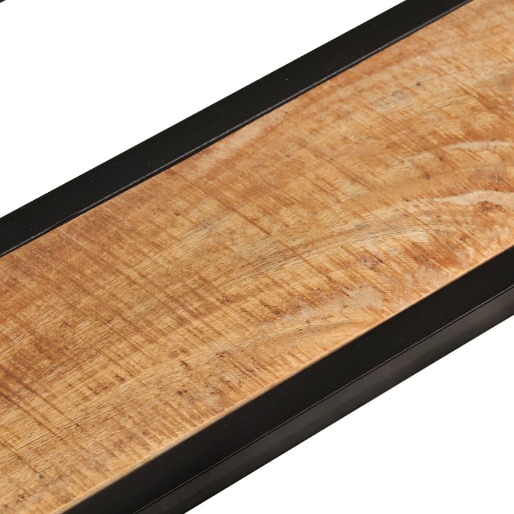 Homgoday Estantes de Pared 2 uds Madera Maciza Mango Hierro 110x17x17 cm Estantería de Pared Colgante Flotante Almacenamiento Espacio Decoración Artículos Diarios en Familia Madera de Mango Rugosa