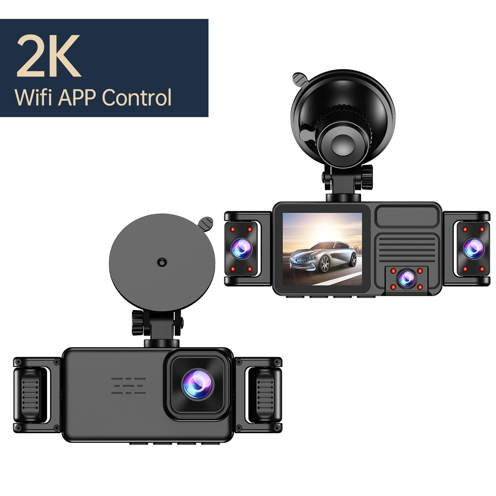 Akozon 5-kanałowa Kamera Samochodowa 2K z Widokiem 360° Celownikiem Nocnym Tryb Parkowania WDR dla 5 Obiektywów Zsynchronizowane Nagrywanie Eliminujące Martwe Punkty