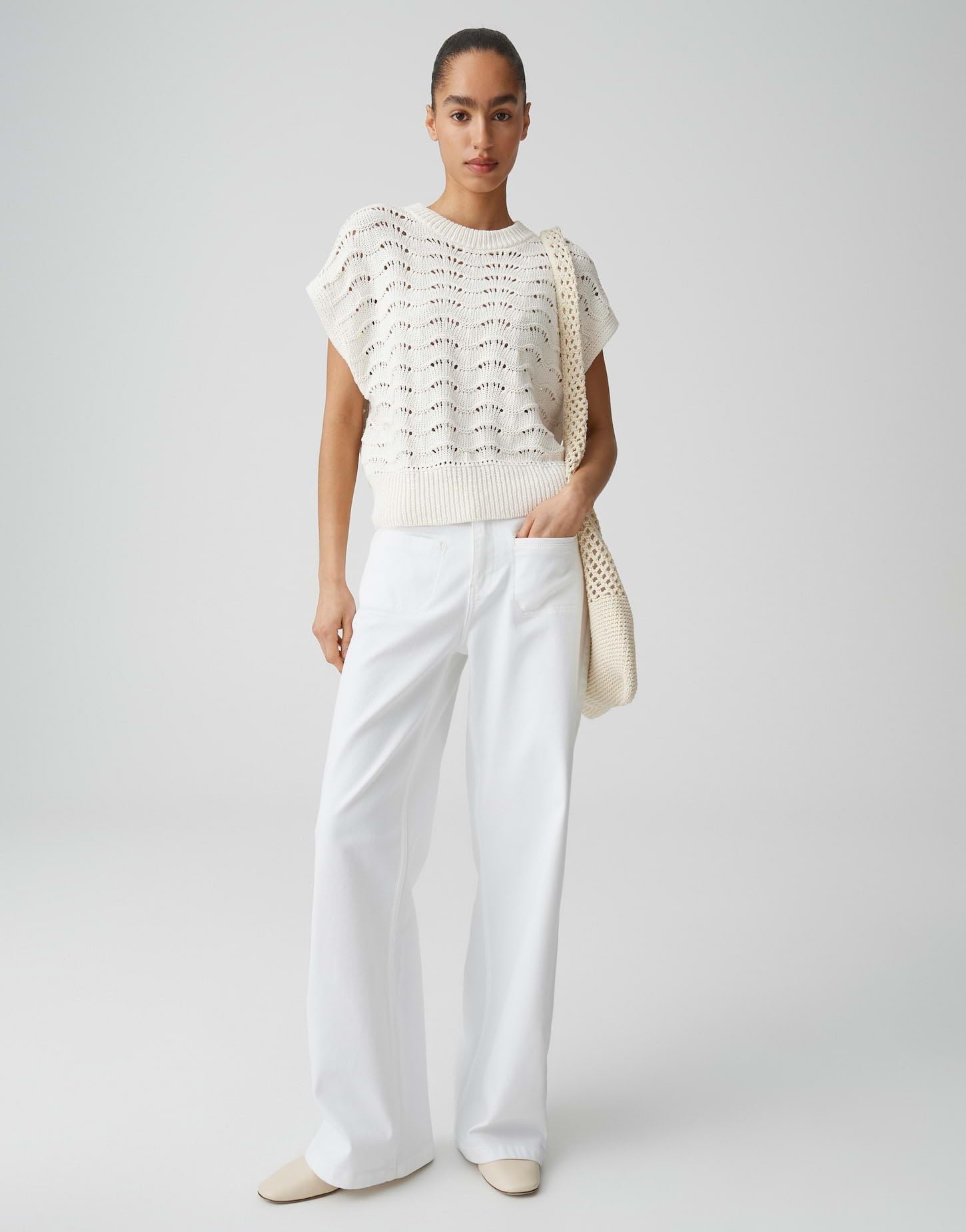 OPUS Damen Pullover | Sommerliches Stricktop im Ajourstrick Regular Fit