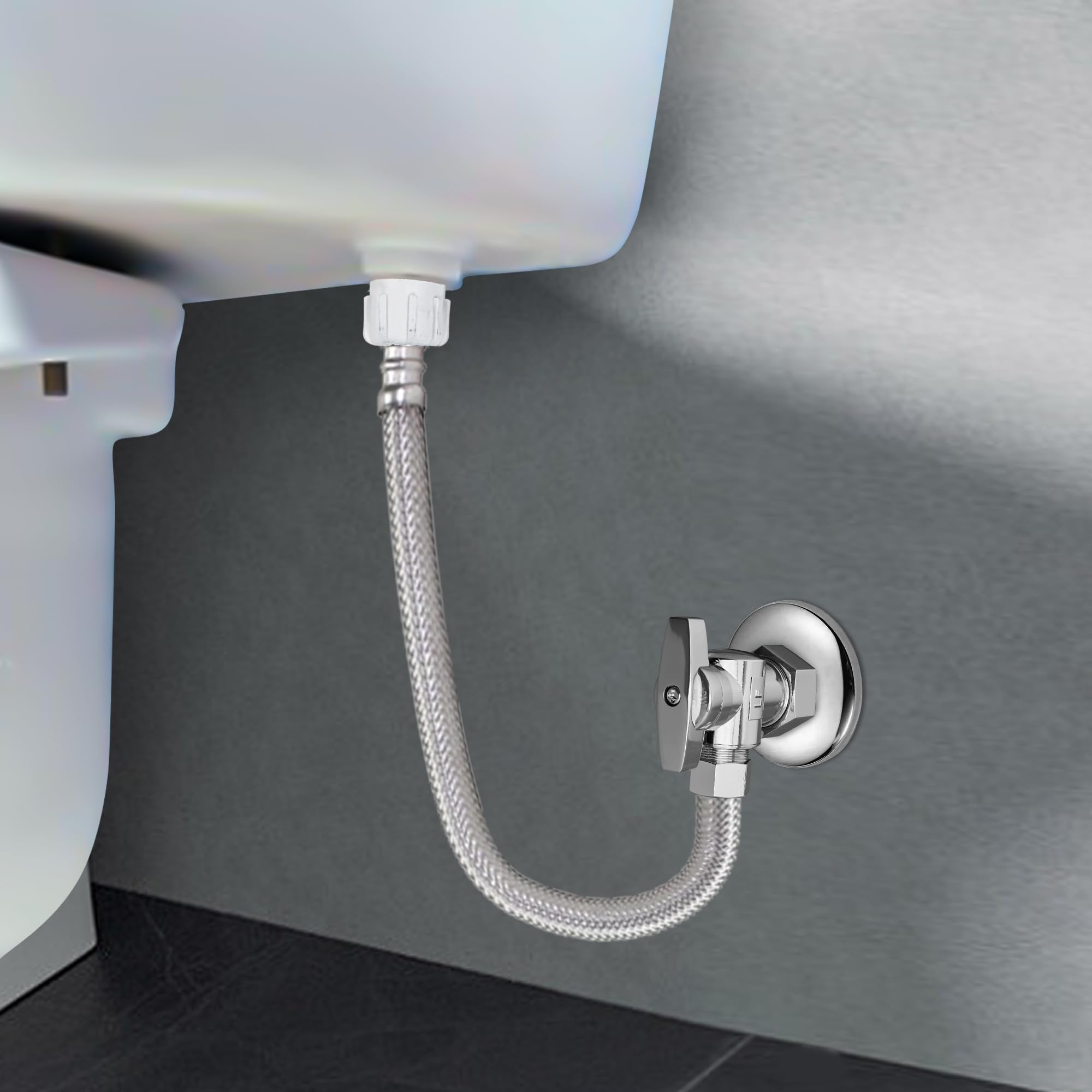 Complete Toilet Set Valve 1/2 In. NOM Inlet X 3/8 In. OD Compression Outlet Angle Shut Off - View #3