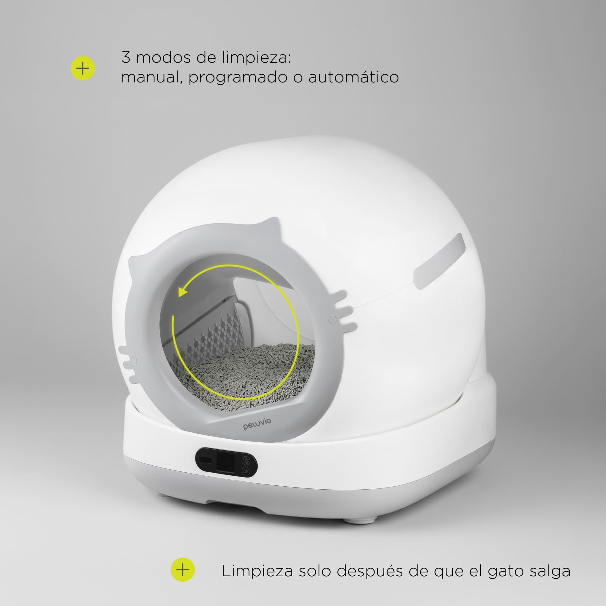 Pearl Arenero Automático Autolimpiable para Gatos, Control por App y WiFi, Sensores ToF 3D, Capacidad 72 L, Silencioso y Seguro, Incluye Alfombrilla, Bolsas y Eliminador de Olor, para 1-10 kg