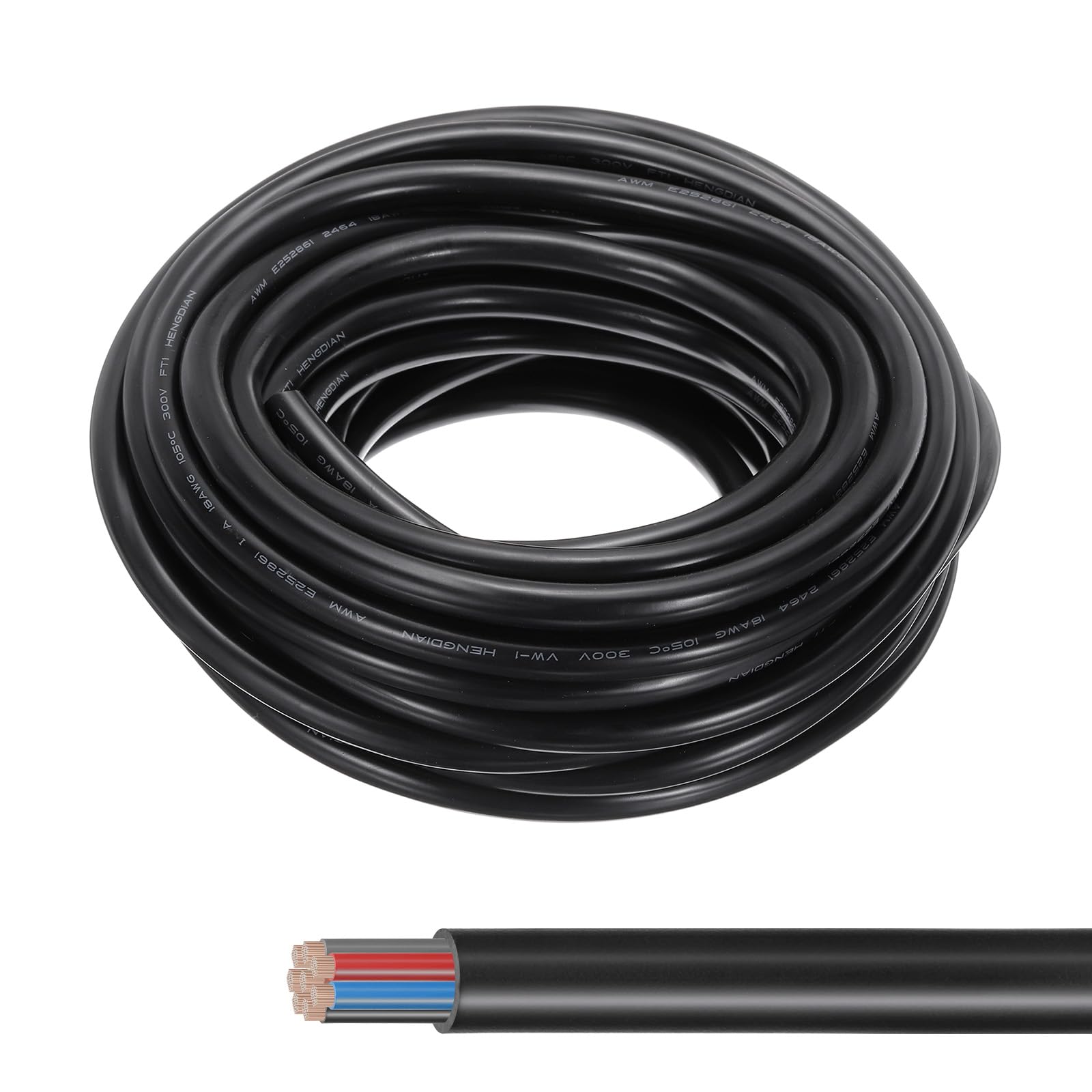 MECCANIXITY 33FT 18AWG 8 Conductor Electrical Cable, 18/8 High Flexible Tinned Copper 18 Gauge Electric Wire for Boat Wiring House Wiring Alarm