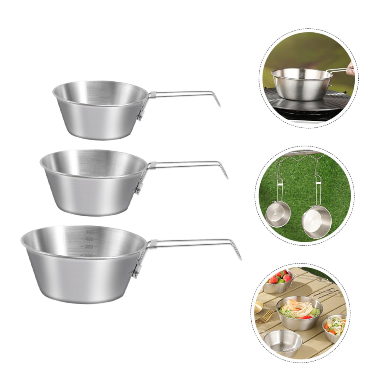 TOYANDONA 2 Ensembles Acier Inoxydable Portable Avec Pliable Camping Pour Repas Plein Air Pour Barbecue 3 Pièces * 2