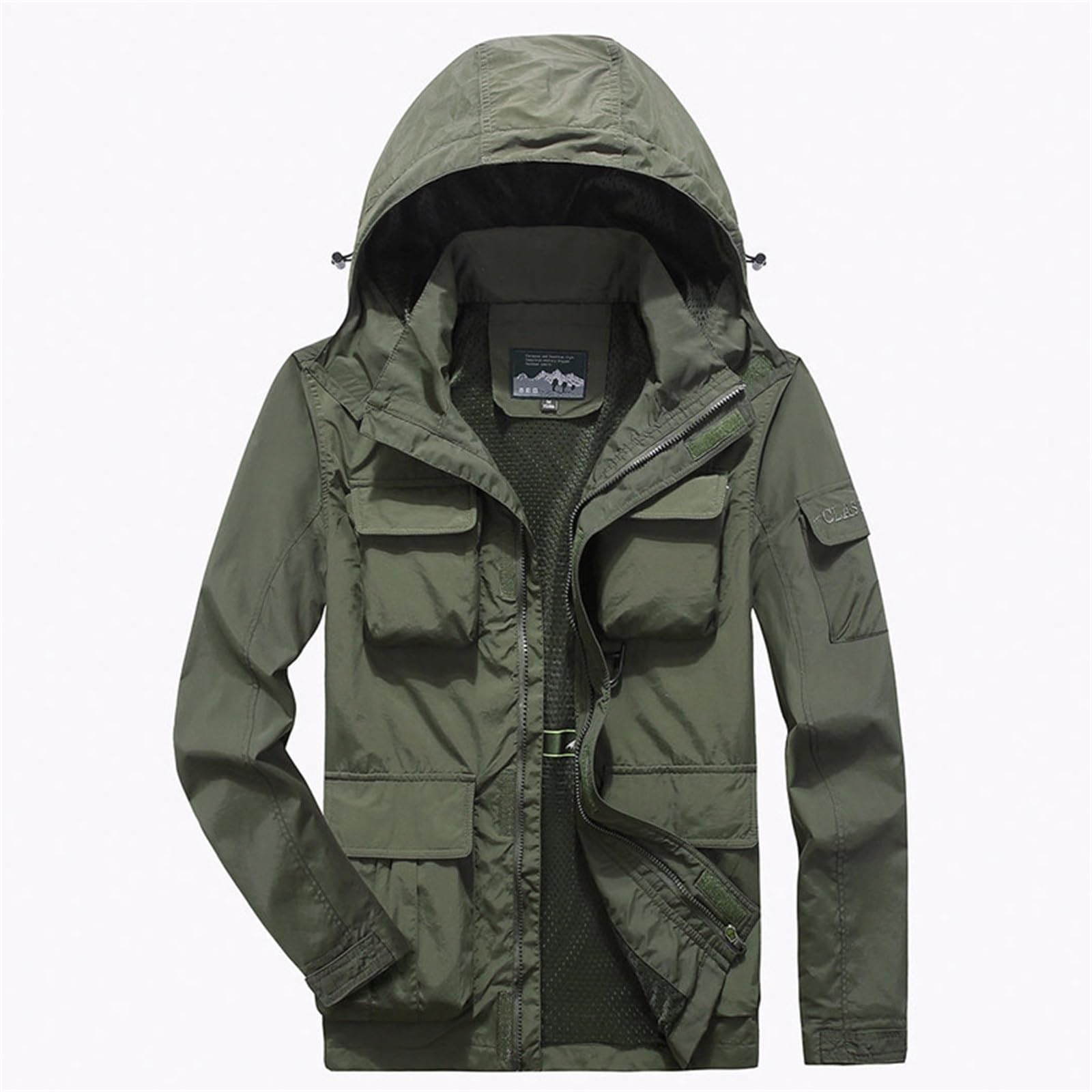 Giubbotto Impermeabile Uomo, Giubbotto Primaverile Uomo, Giacca Da Montagna Con Cappuccio Antivento Traspirante Softshell Cappotto Antipioggia Leggero Giacca a Guscio Giacca a Vento Giacca Da Trekking