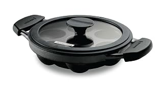 TRAMONTINA Titanex 20 cm Pre-Seasoned Cast Iron Paniyaram/Appe Pan – 7 Pits, Non-Toxic, Induction Ready, Toughned Glass Lid w/Steam Release Lining, Snap-on Cool Touch Grips, Superior Heat Retention. - Amazon product rated Grade A