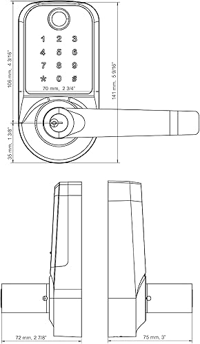 Miniatura 4 de Scyan X1 - Cerradura de puerta inteligente, cerradura biométrica de huella dactilar 5 en 1, cerradura de puerta con teclado con pantalla táctil,
