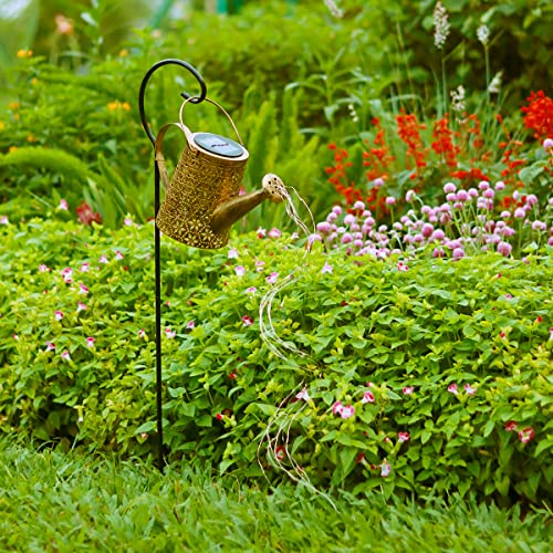 Solar Lights Outdoor Garden Decor,Solar Waterfall Lights, Metal Hanging Lantern Waterproof Watering Can Landscape Lights, For Yard Porch Lawn Backyard Landscape Pathway Patio Outside Gardening Gifts #TOP2