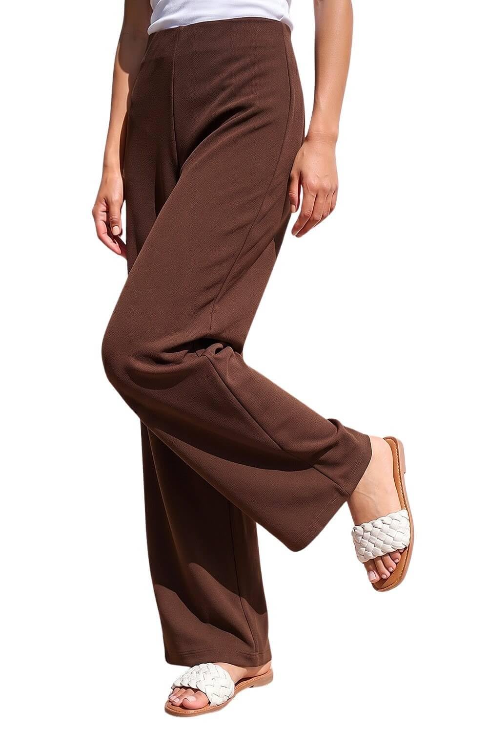 Roman - Women's Wide Leg Trouser - Petite - Size 12 - Chocolate
