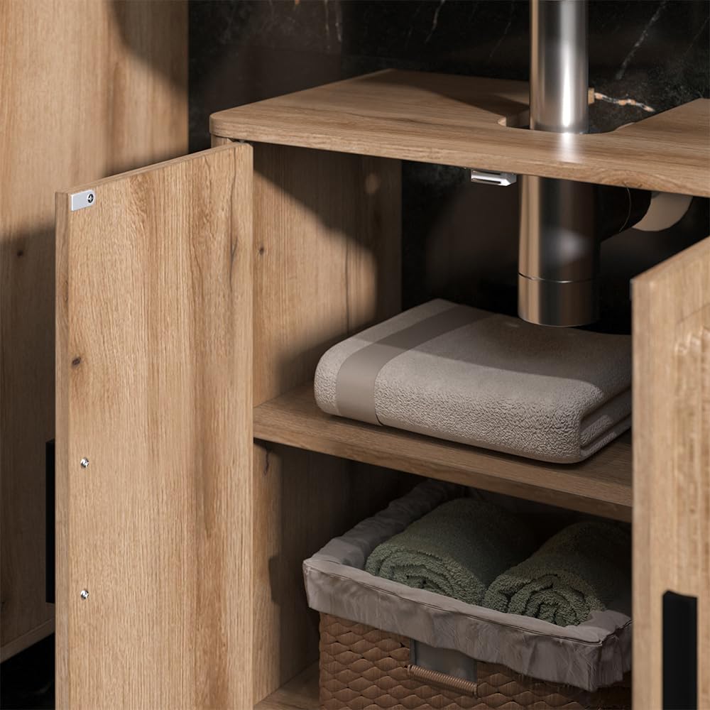 Vicco Badmöbel-Set Skara, Eiche, 48 cm, besteht aus Badspiegel und Waschbeckenunterschrank