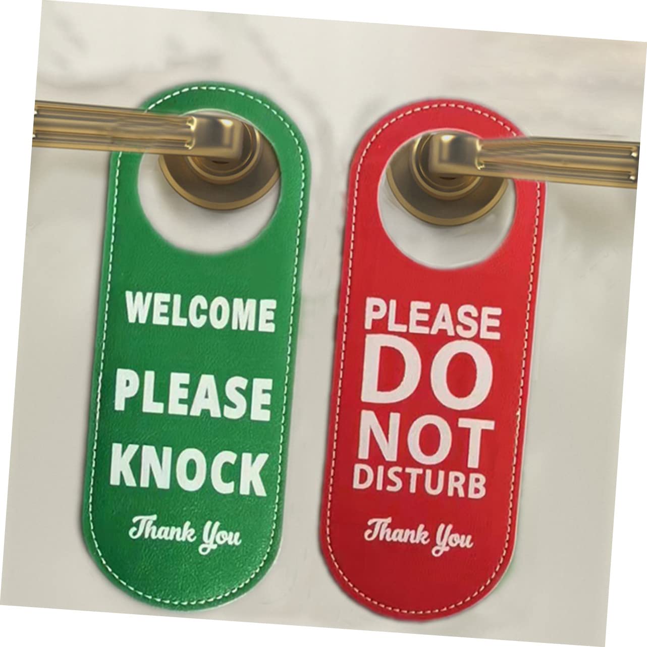Panneau Double Face Pour Porte Alipis - Messages 'Ne Pas Déranger' Et 'Veuillez Frapper', Cuir PU, 22,5x8,5 Cm - 6