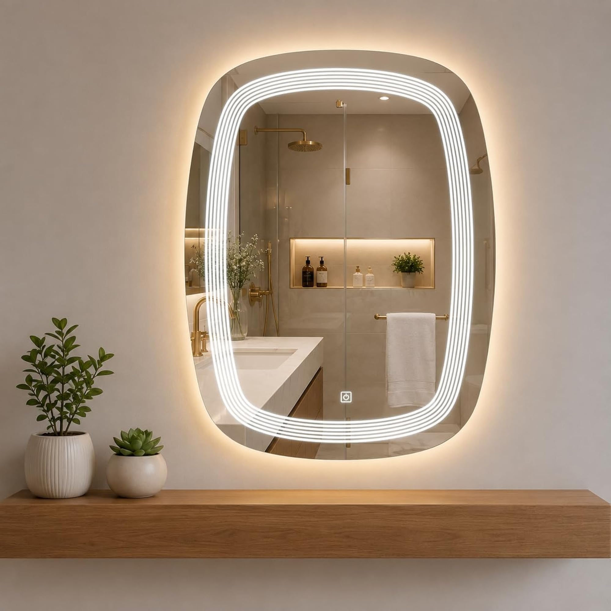 Frameless CNC Polish Finishing Rectangular Wall Mirror