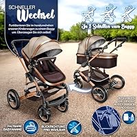 KIDUKU® 3 in 1 Kinderwagen XXL Set inkl. Babywanne Buggy Auto-Babyschale – Ansicht 5