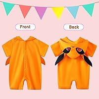 Vista 8 de Lindo mameluco de anime para bebé niño y niña, mameluco para Halloween, cosplay, ropa Naranja