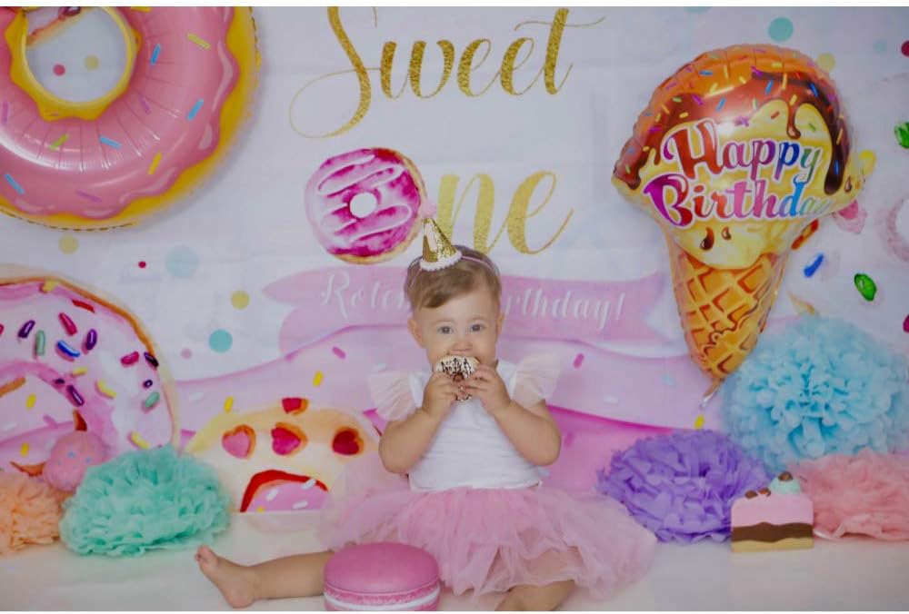 Avezano Sweet One Donut Backdrop 5x3ft Newborn Baby 1st Birthday Party Background for Photo Shoot Donuts First Happy Birthday Backdrops