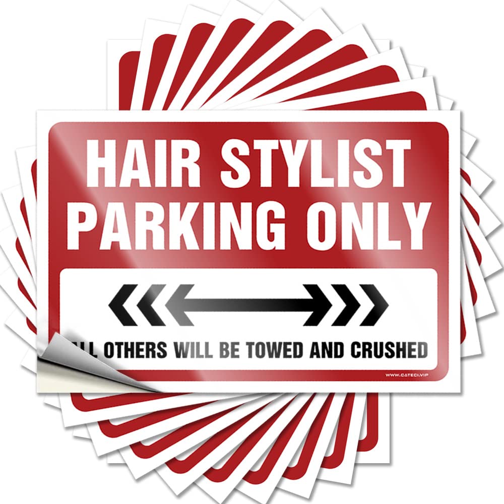 Hair Stylist Parking Only Assorted Decals | Outside Fall Decor Waterproof Vinyl Haves Cruise Removable Decal Peel Stick(12X18CM)