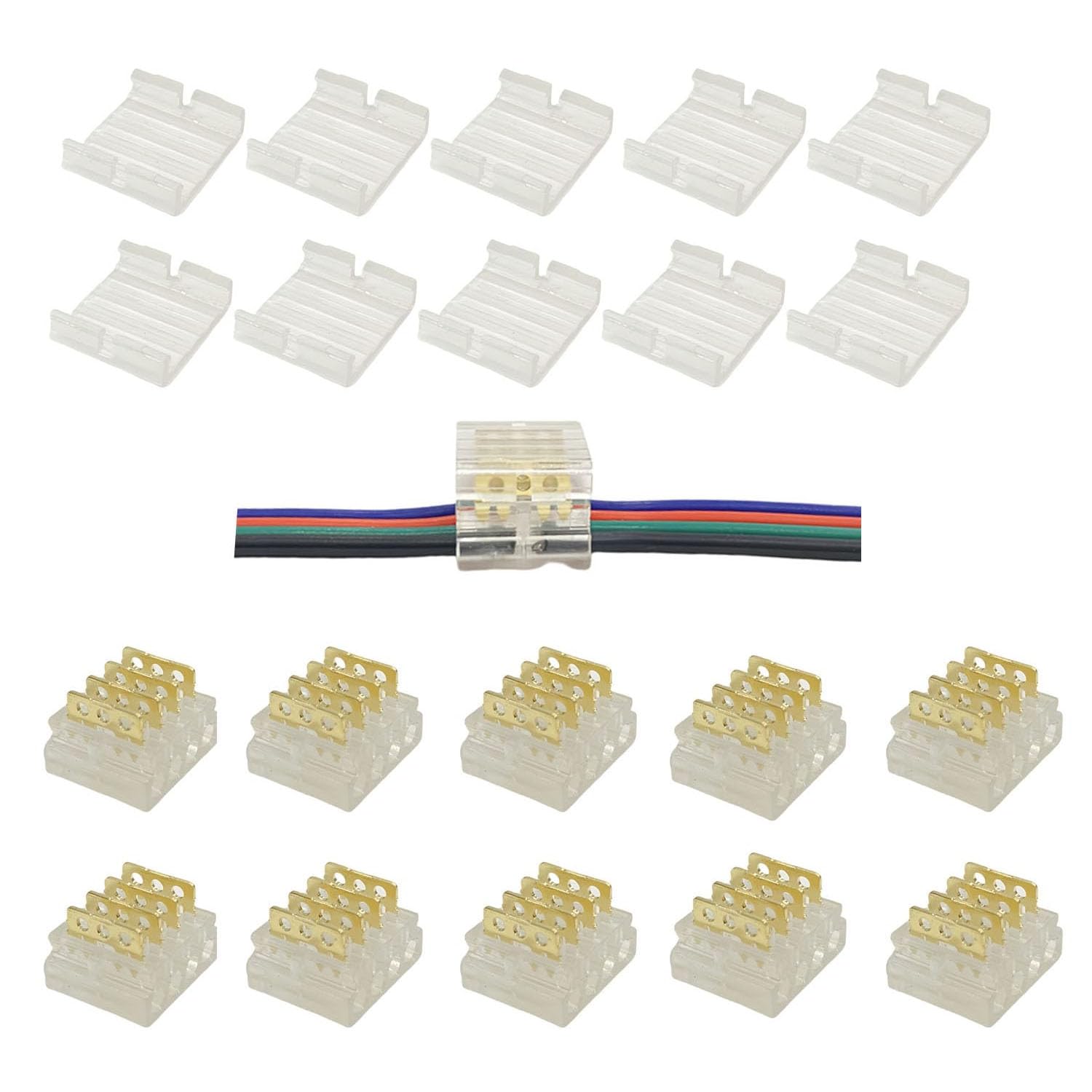 SHAOYAYAZHANG Quick connectconnector with4-pin Voltage Cap, Quick Wire to Wire Connection, compatible10 piece 22-20 AWG LED Cable (Connector with 4-pin)