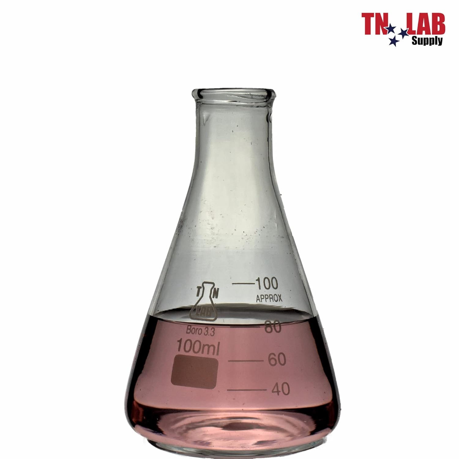 TN LAB 100ml Erlenmeyer Conical Borosilicate Glass Flask 12-Pack