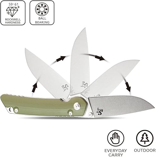 Miniatura 4 de Sitivien ST128 Cuchillo plegable, hoja D2, cuchillo plegable con mango Micarta con clip, bloqueo de forro de seguridad, cuchillo de herramientas EDC