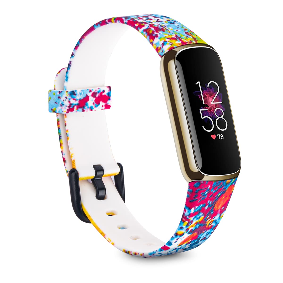 Luxe Straps Compatible with Fitbit Luxe Watch Bands Wrist Strap for Men Women Colorful Pattern Floral Sport Watchband Bracelet Bangle Wristband Replacement Accessories with Metal Buckle Large Wrist