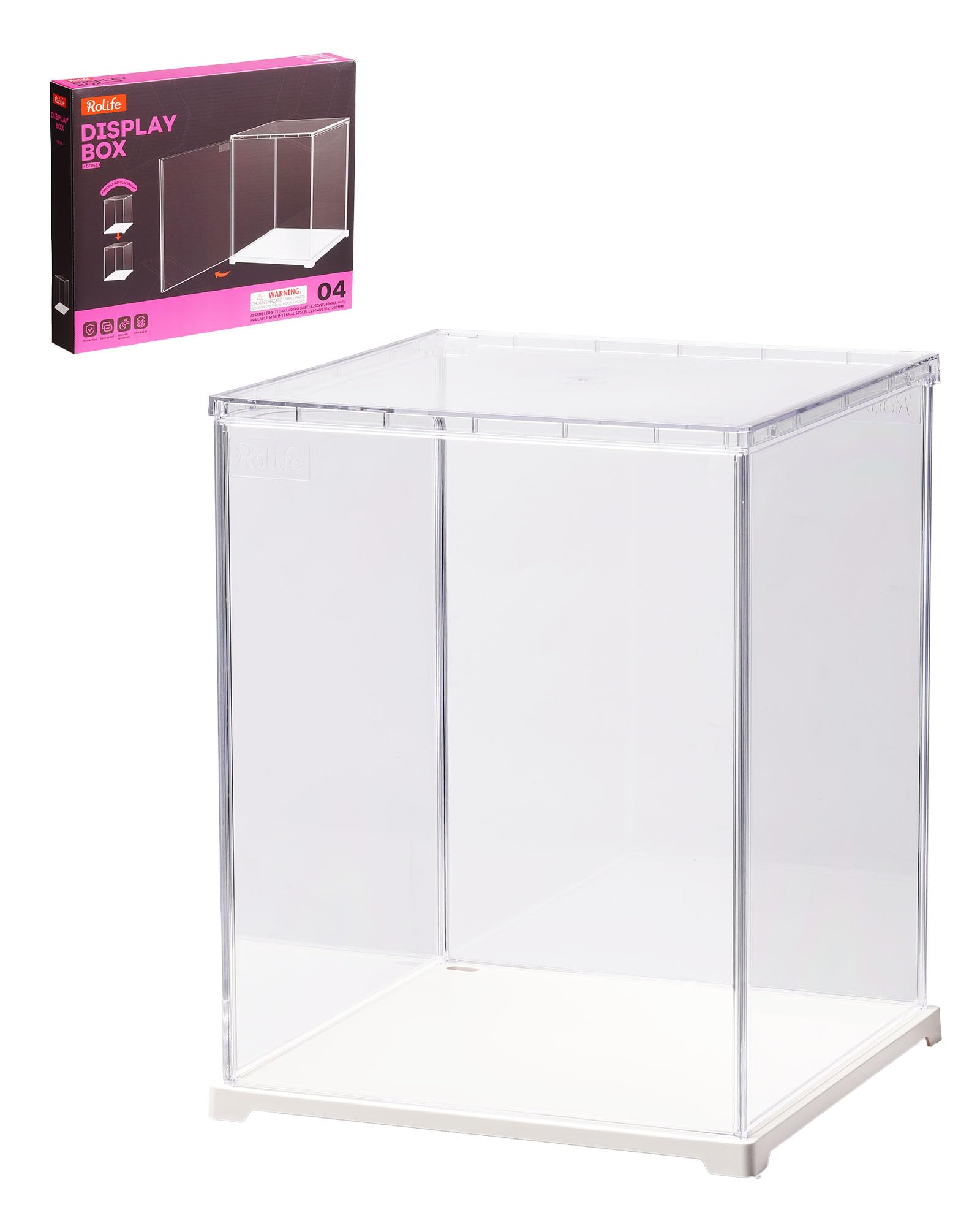 Rolife Vitrine Acrylique pour Collection 23 x 23 x 29.2 CM, Boîte Transparente de Présentation pour Book Nook, Maison Miniature DIY, Puzzle 3D et Figurines d'action, Anti-poussière pour Rangement