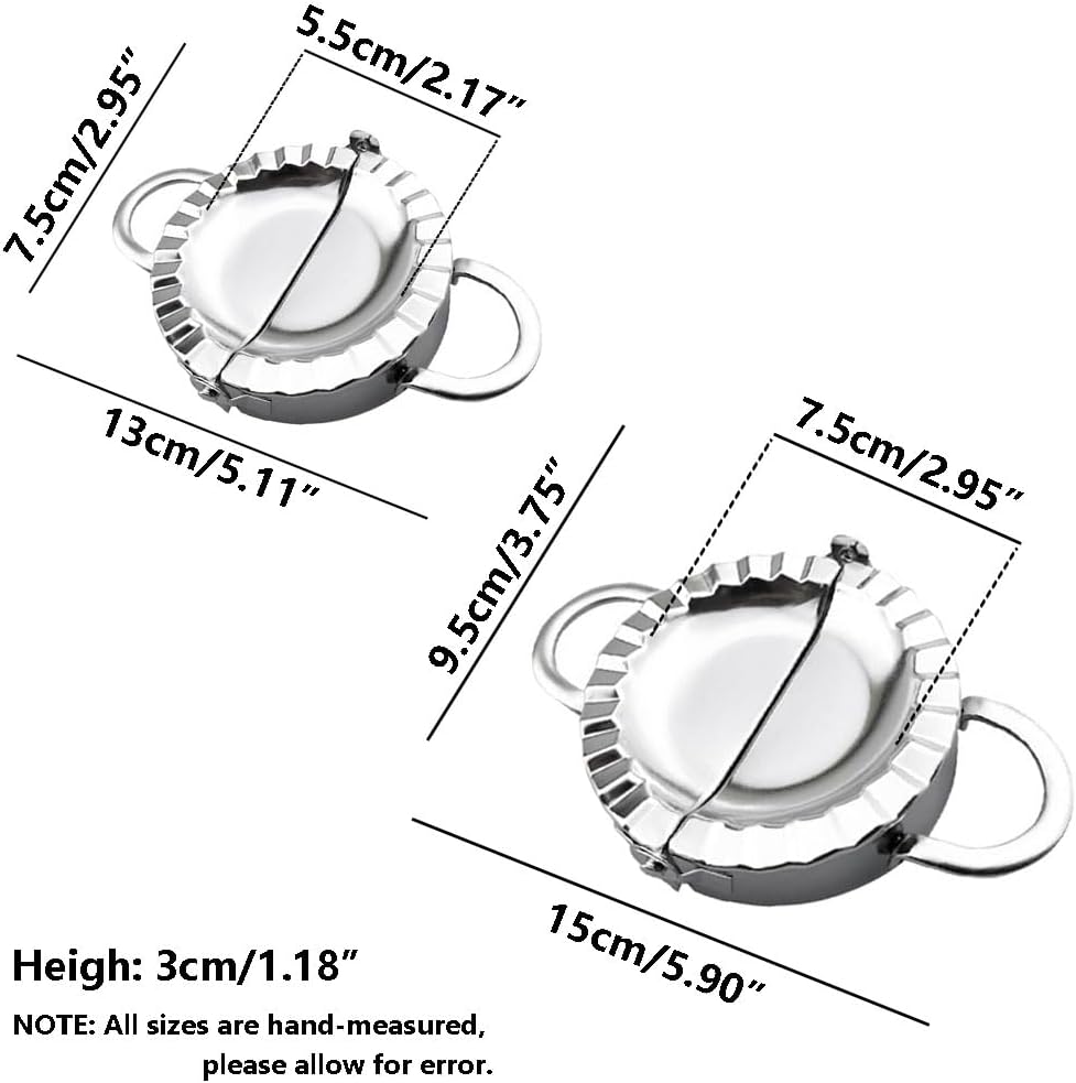 TopHomer 6 Pieces Dumpling Maker Stainless Steel Dumpling Mold Set, Including 3 Dumpling Molds, 3 Dumpling Skin Maker, Kitchen Accessories