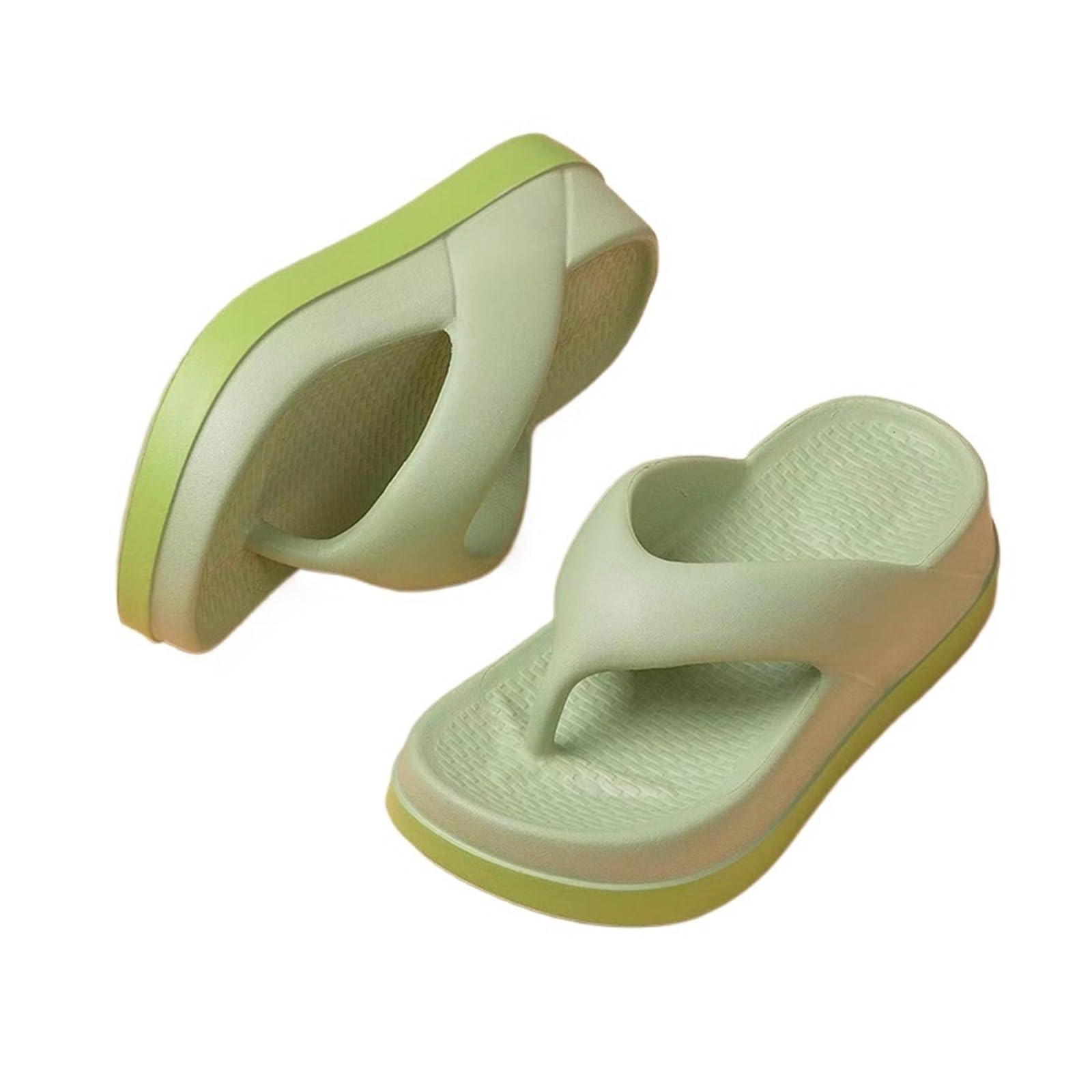 GIJMZY Women's Flip-flops Summer Outdoor And Indoor Thick-soled Sandals 5cm Increase Height Slippers For Beach(Grass-Green,35-36)