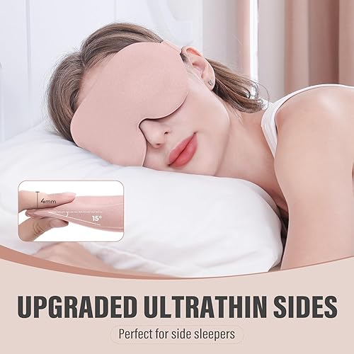 Miniatura 2 de YIVIEW Máscara de dormir para dormir de lado, bloqueo completo de luz 3D, máscara de ojos rosa para dormir, suave y transpirable para mujeres y