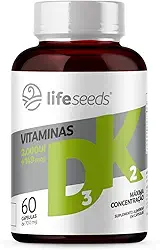 Vitamina D3 + K2 MK-7 2000 UI (50 µg) + 149 µg | 60 cápsulas | Life Seeds | D3 (colecalciferol) + K2 (menaquinona-7) | Sem glúten - 2 Meses