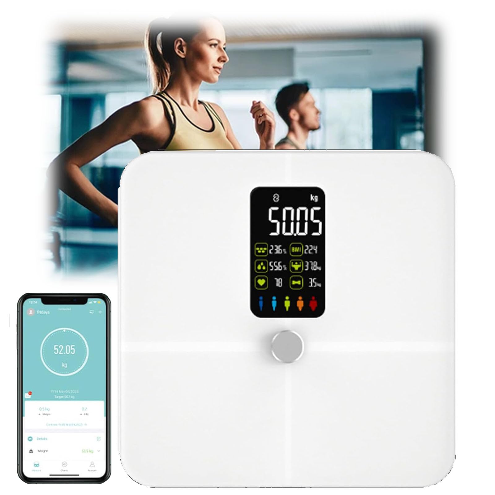 Oxiline Scale X Pro Smart Scale 2024 - Full Body Composition Tracking Digital Bathroom Scale for Women Men - Rechargeable (White)