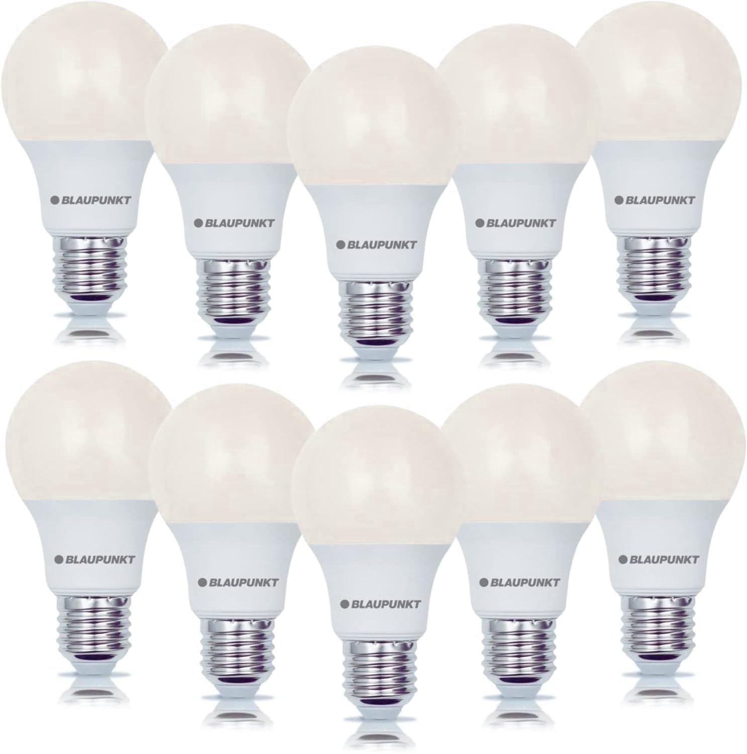 Blaupunkt Warm White Led Bulb Classic A60 Lamp, E27 Base Screw, 6W, Replaces 60W Incandescent, 2700K, Yellow Light, Non-Dimmable, 570 Lumen, Energy Efficient, Indoor Outdoor, 10 Pieces (Pack Of 10)