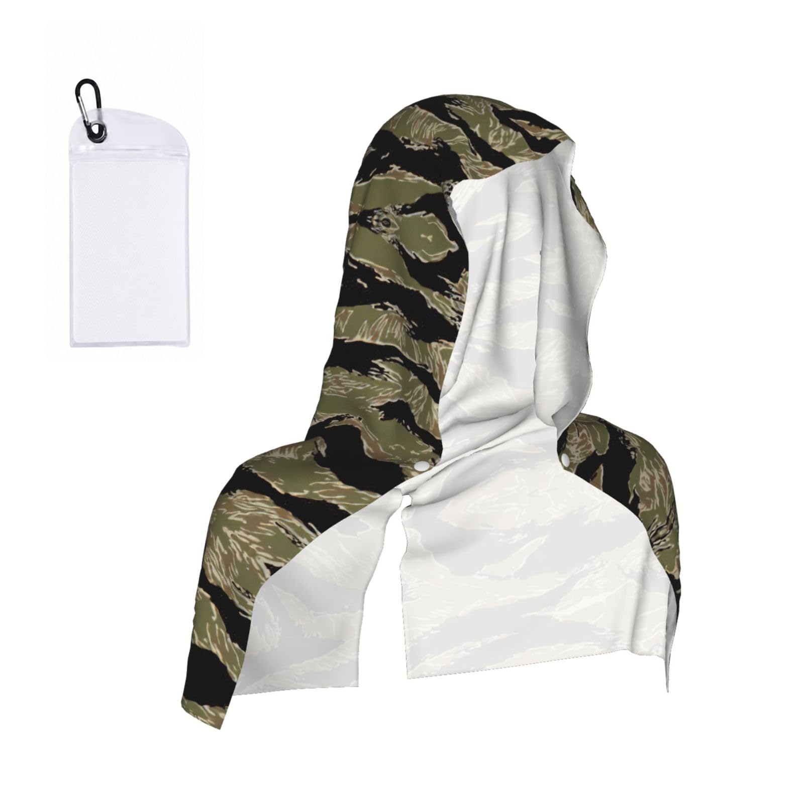 DUWAA Tiger Stripe Camo Print Cooling Hooded Sports Towel, 30×60cm Quick Drying Summer Cool Head Wrap For Neck And Face
