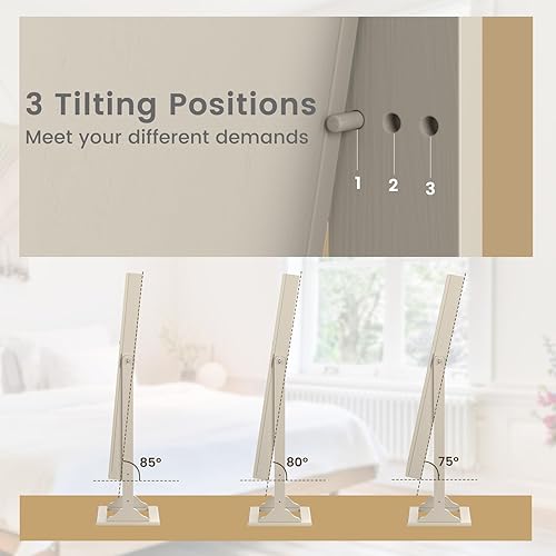 Miniatura 8 de CHARMAID Armario de joyería con espejo de longitud completa, armario de joyería con cerradura con gran almacenamiento de joyas, 6 luces LED, espejo