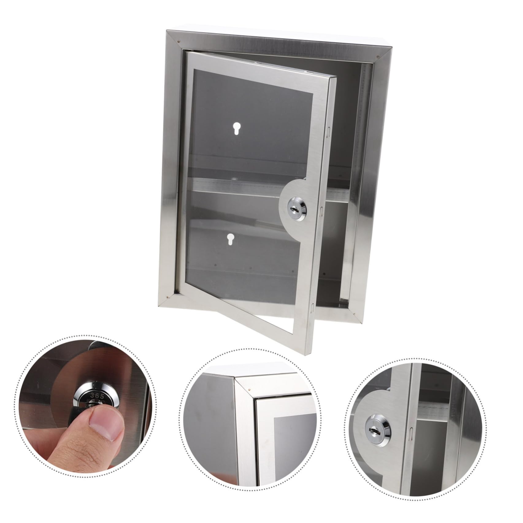 GALPADA Scatola di Sicurezza a Muro in Metallo con Serratura, Piccolo Contenitore Portaoggetti Doppio Livello 28x21x11 Cm, Armadietto Organizzatore per Medicinali e Oggetti Personali
