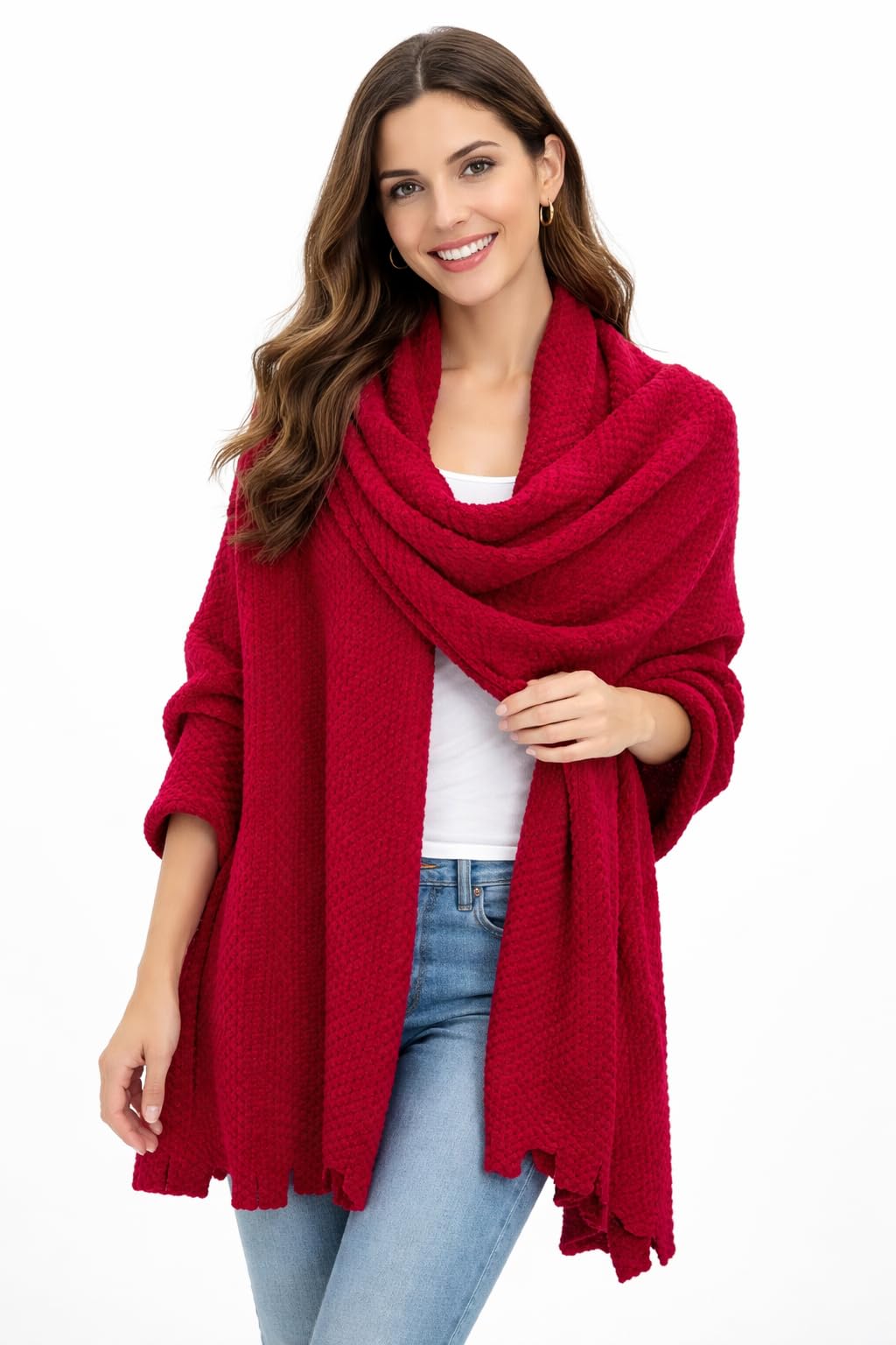 snehprabha Women's Wool Blended 4side Faux Fur Wrap Stole for Winter Warm Shawl Woolen Stole Girls Winter Warm Wrap Shawl-picture-27