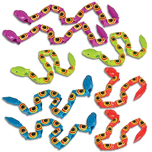 ArtCreativity 12 piezas de serpientes de 15 pulgadas, serpientes largas de plástico para niños, juguetes antiestrés para niños
