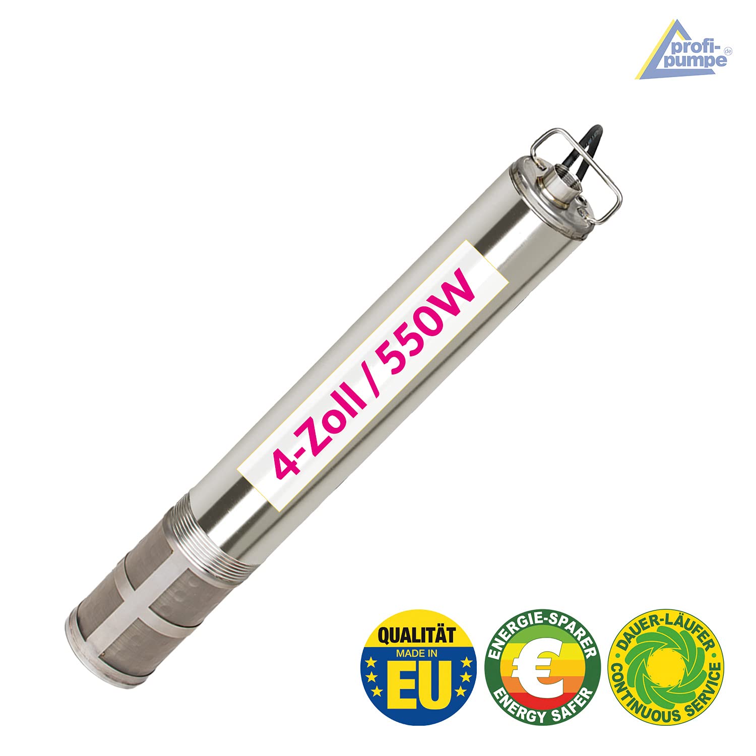 Bomba Sumergible para Pozo Profundo 4" | 550W (0.75 CV) | Acero Inoxidable | Ideal Agua Potable y Riego | Calidad UE
