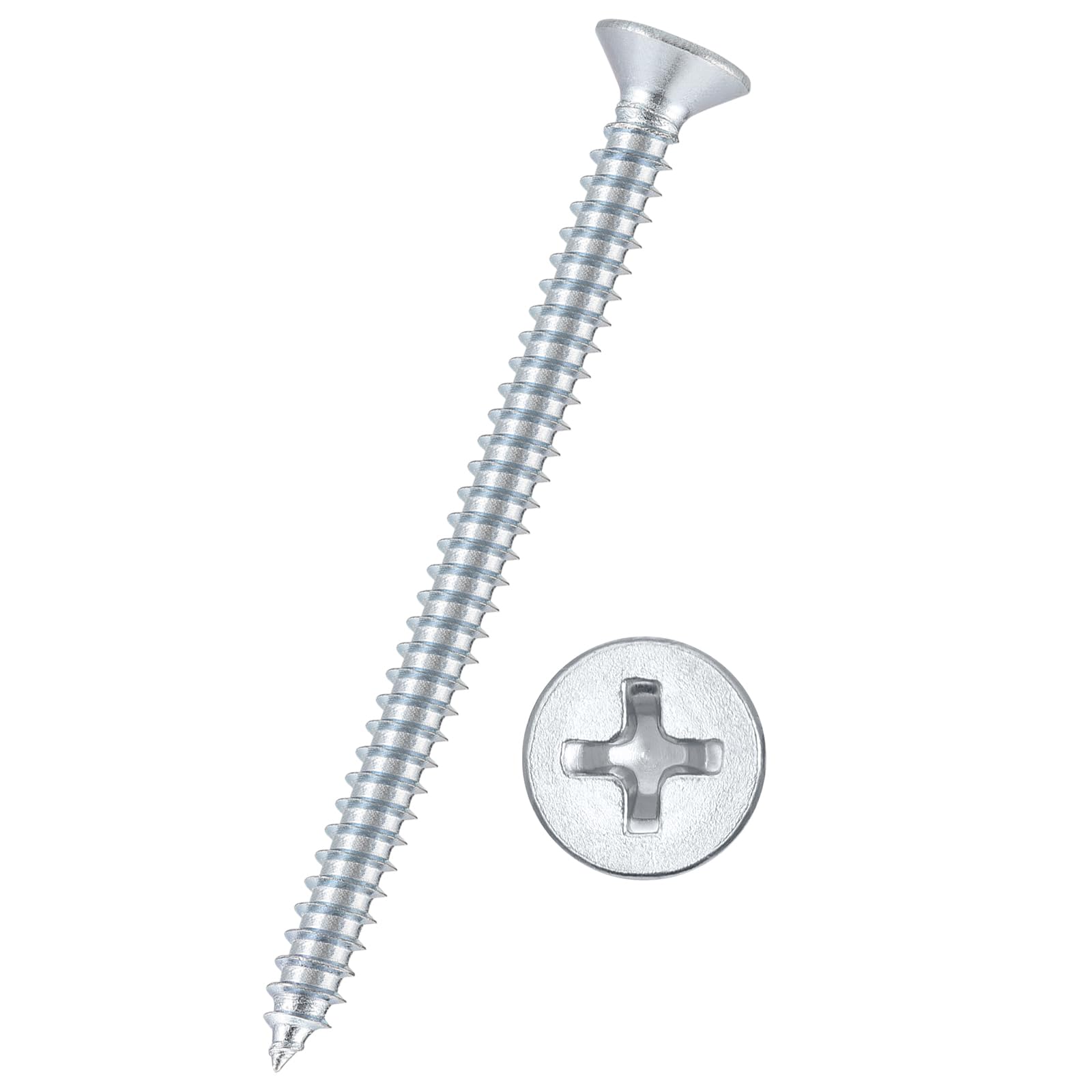 Kozelo 200pcs Phillips Flat Head Wood Screws - [#8x2-1/4"] Carbon Steel Countersunk Self Tapping Screws for Furniture Assembly, Interior Trim, Outdoor Construction, Bluish-white — image 1