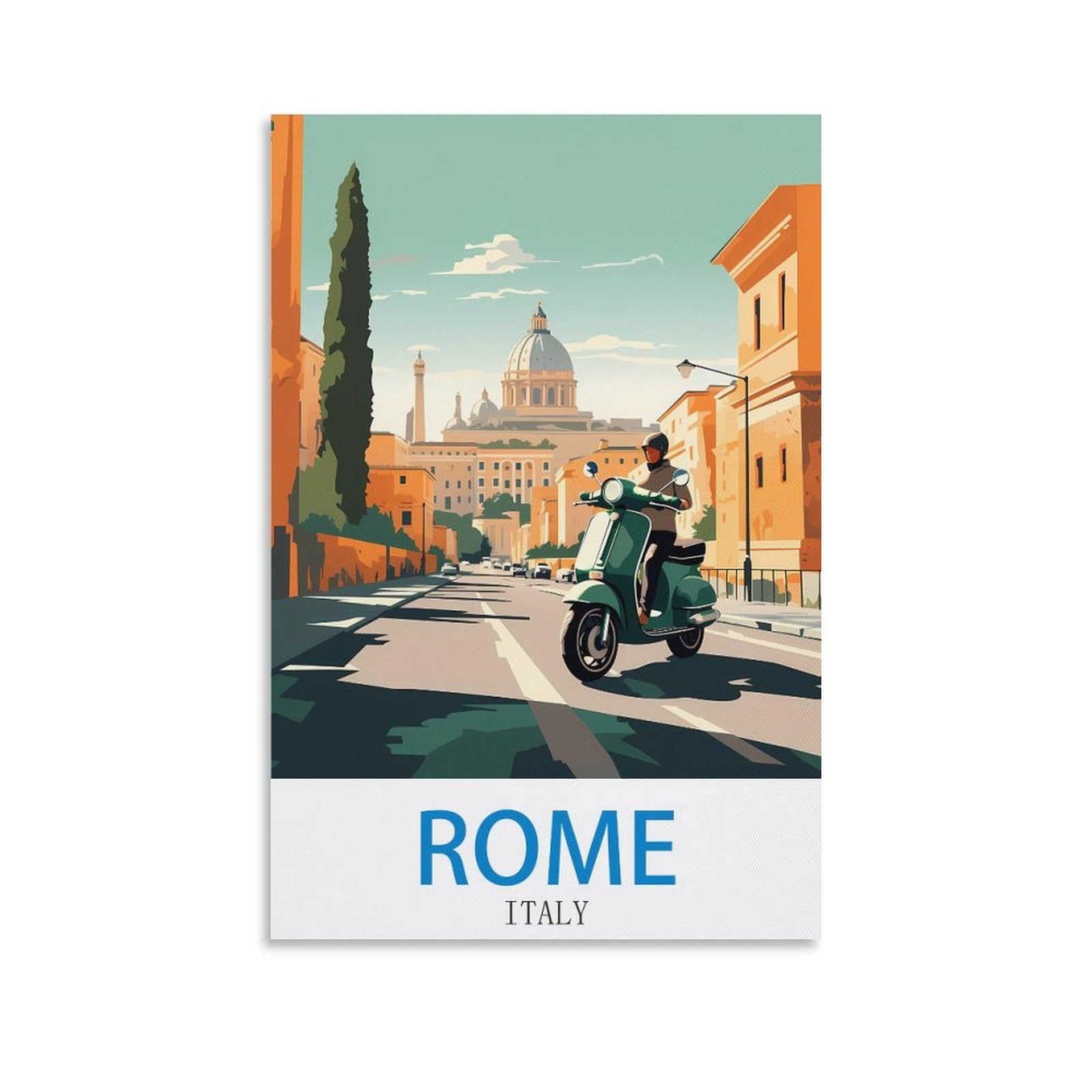 Lnmnjesg Unframe-Style Rome Italy Vintage Travel Posters 08X12inch(20X30cm) Canvas Painting Wall Art, Wall Decor Pictures Prints For Living Room Bedroom