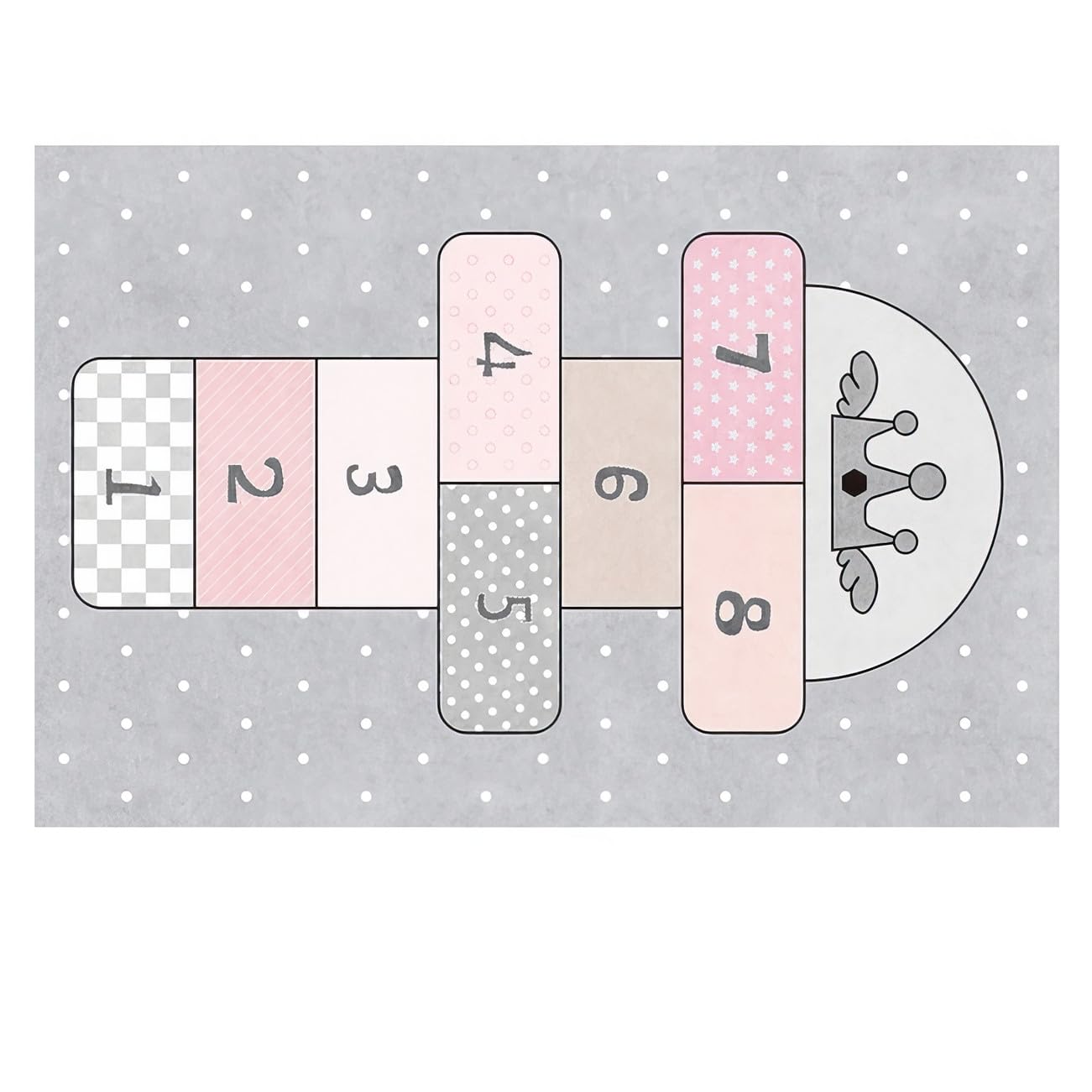 Interaktiver Hüpfspiel Großer Teppich mit Cartoon Motiven für Eltern Kinder Zum Lernen und Spielen Dekoration fürs Schlafzimmer Nachttisch,Spielmatte fürs Kinderzimmer (Gray,140x200 cm)