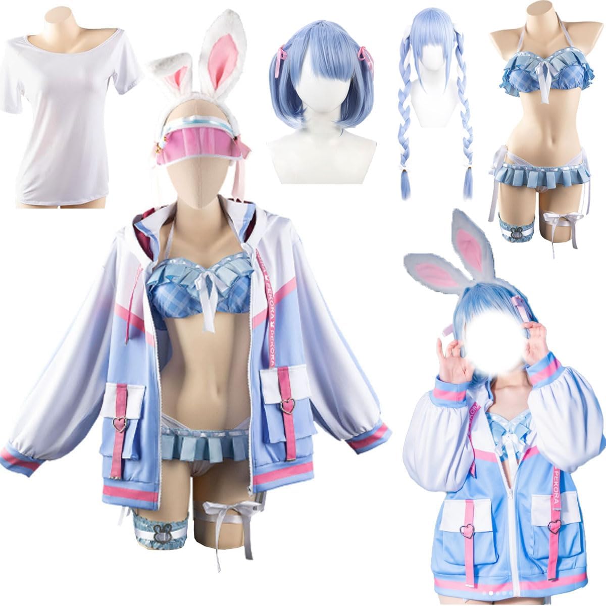 LUCKYCOS 兎田ぺこら コスプレ 衣装 水着 VTuber うさだぺこら