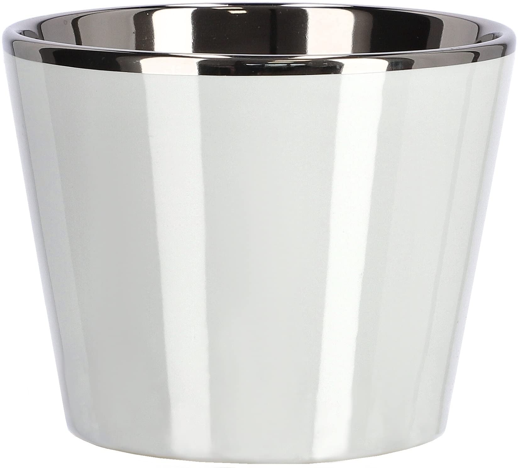 KOTARBAU® Small Ceramic Flower Pot Diameter 11 cm Glazed Gloss (Pack of 1, White)
