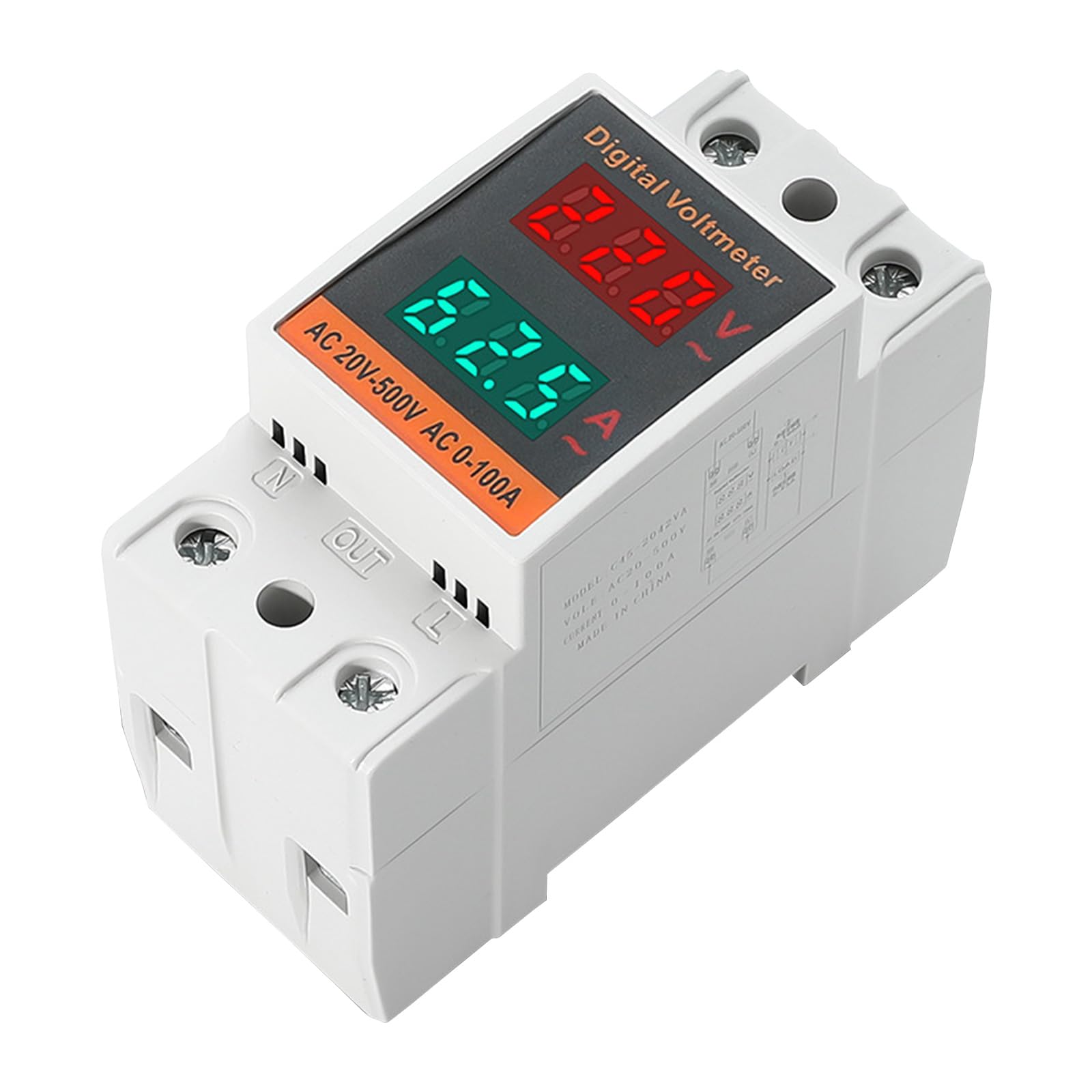 Rails Mount Voltages &amp; Current Meter with High Brightness LED Power Consumption Analyzers Device for Clear Readings Power Consumption Analyzers